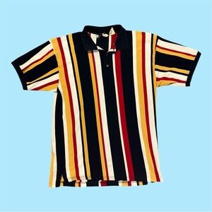 Eddie Bauer Classic 80s/90s Grandpa Striped Knit Funky Polo 100% Cotton